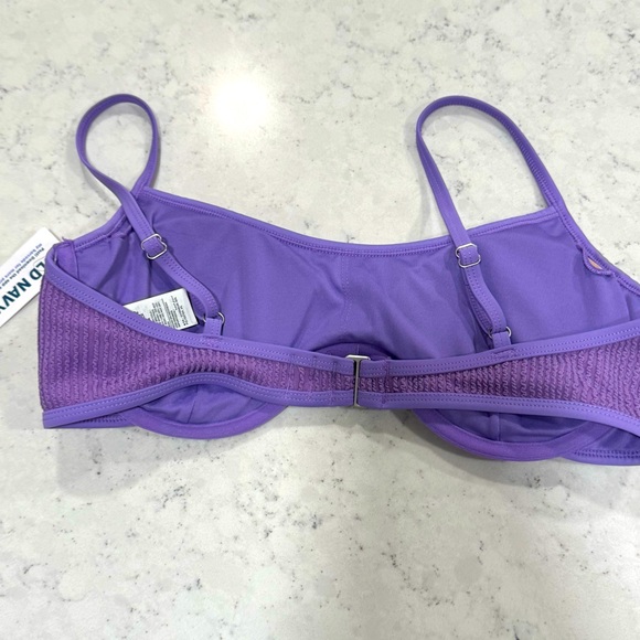 NWT Old Navy Ribbed Textured Lavender Bikini Top Underwire Adjustable Straps - Picture 3 of 11